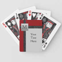 Monogram Black, Red, Grey Playing Cards