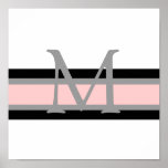 Monogram Black White Pink Grey Wall Art Canvas Posters