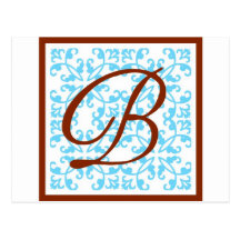 Monogram Blue Brown - B Postcard