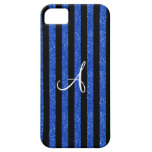 Monogram blue glitter stripes iPhone 5 case