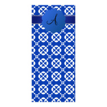 Monogram blue hearts ornamental patten customized rack card