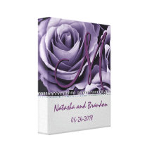 Monogram Bride and Groom with Dusty Purple Roses Stretched Canvas Prints