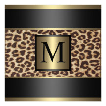 Monogram Cheetah, Leopard Wedding Personalized Announcements