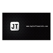 Monogram Damask - Black Business Cards