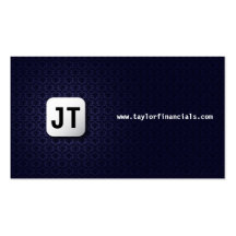 Monogram Damask - Blue Business Cards