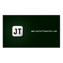 Monogram Damask - Green Business Card