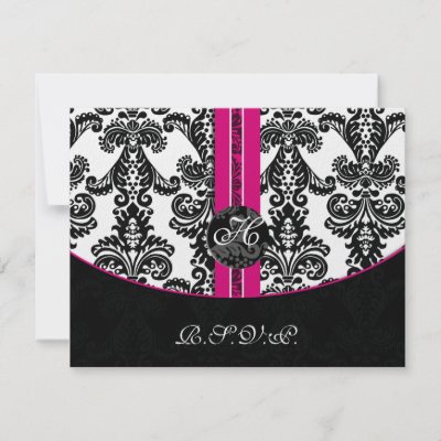 Cheap Wedding Rsvp Cards on Pink Damask Wedding Rsvp Cards