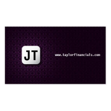 Monogram Damask - Purple Business Card