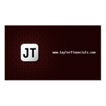 Monogram Damask - Red Business Card