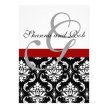 Monogram Damask Wedding Invitation 5 x 7 Inches