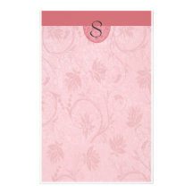 Monogram Dark Pink Floral Personalized Stationery
