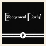 Monogram Engagement  Party in Black and White invitations