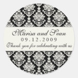 Monogram Favour Sticker | Black White Damask