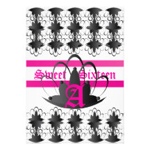 Monogram Filigree Extravaganza Sweet  16 -Cust, Personalised Invite