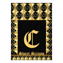 Monogram Filigree Sweet Sixteen-Cust. Custom Announcements