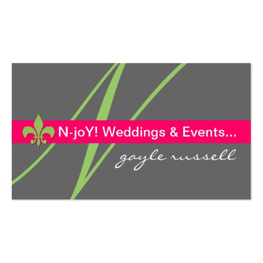 Monogram fleur de lis event planner profile card business card templates