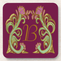 Monogram Flower Cork Coaster