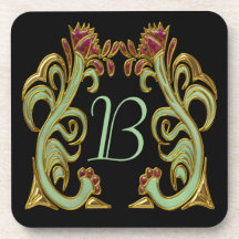 Monogram Flower Cork Coaster