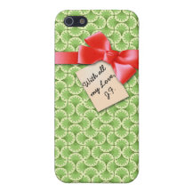 Monogram gift card and wrap Mint floral pattern iPhone 5 Cover