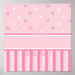 Monogram Girl Name Pink Wall Art Canvas Posters