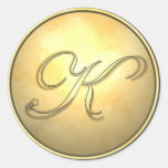 monogram_gold round stickers