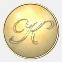 monogram_gold round stickers
