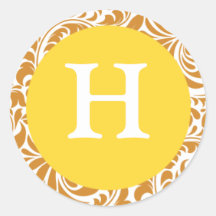 Monogram H Latte Colour Yellow Customisable Weddin Sticker