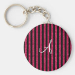 Monogram hot pink glitter stripes key chains