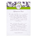 Monogram Lapis Purple Damask Information Card Personalized Invite