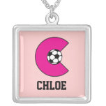 Monogram Letter C in Soccer Pink Custom Jewelry