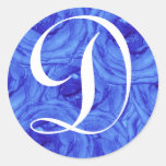 Monogram Letter D Blue Rose Sticker