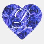 Monogram Letter D Blue Roses Sticker