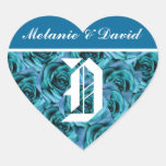 Monogram Letter D Blue Roses Sticker
