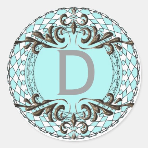 Monogram Letter D Blue Sticker/Envelope Seal
