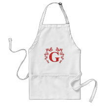 Monogram Letter G Red Leaves Aprons