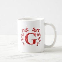 Monogram Letter G Red Leaves Mug