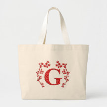 Monogram Letter G Red Leaves Tote Bag