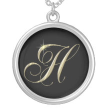 Monogram Letter H initial Necklace Sterling Silver