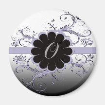 Monogram Letter O Violet Fridge Magnets