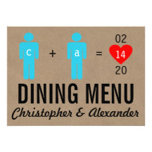 Monogram Love Couple Wedding Menu Cards Personalized Invites