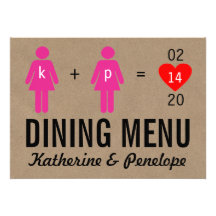 Monogram Love Couple Wedding Menu Cards Invitation