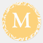 Monogram M Gold And White Wedding Favour Seals Round Sticker