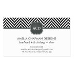 MONOGRAM modern herringbone pattern black Business Cards