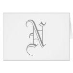 Monogram N Cards for Weddings Grey White