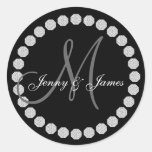 Monogram Names Wedding Favour Labels Round Sticker