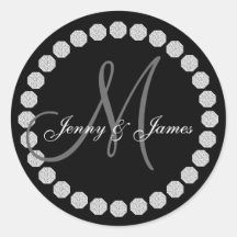 Monogram Names Wedding Favour Labels Round Sticker