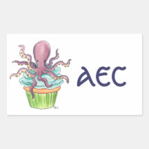 Monogram Octopus Cupcake Sticker