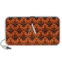 Monogram orange damask iPhone speaker