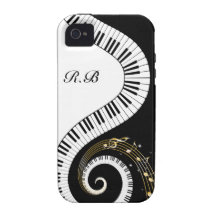 Monogram Piano Keys and  Musical Notes iPhone 4/4S Cases