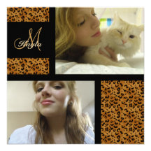 Monogram: Picture: Leopard Print Invitations